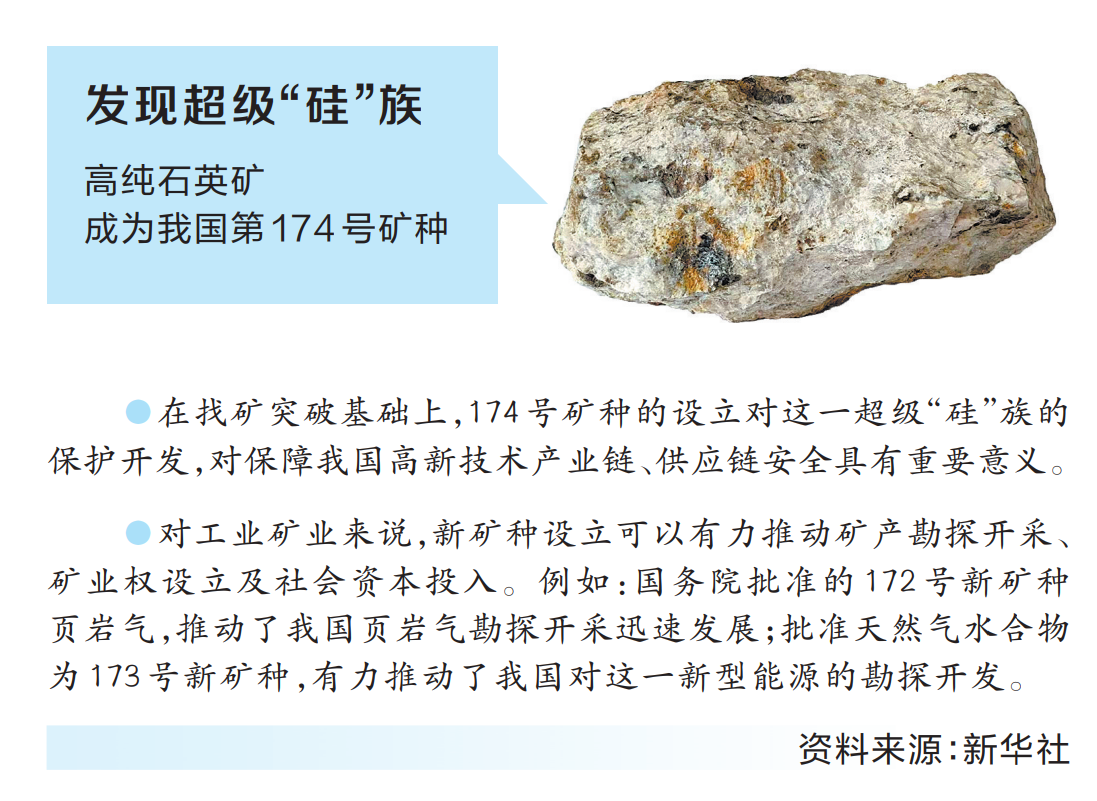 高纯石英矿成为我国新矿种 河南、新疆等地发现多处高纯石英矿，新矿种系我省申报